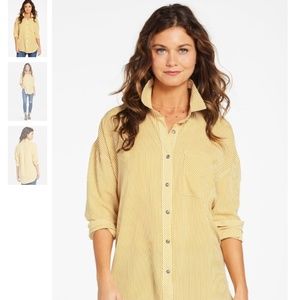 Allison Joy Benny Stripe Button Down Shirt Yellow